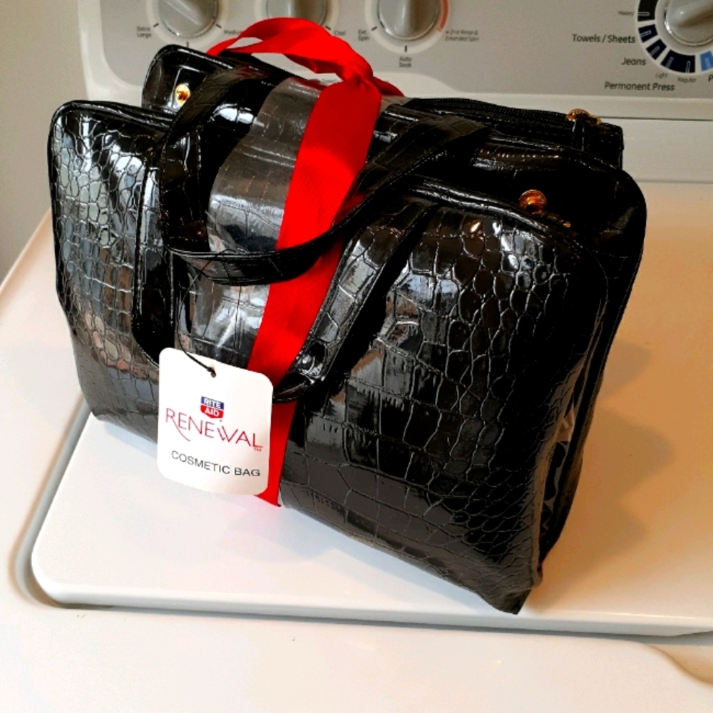 Black Snakeskin Cosmetic Storage Bag Set